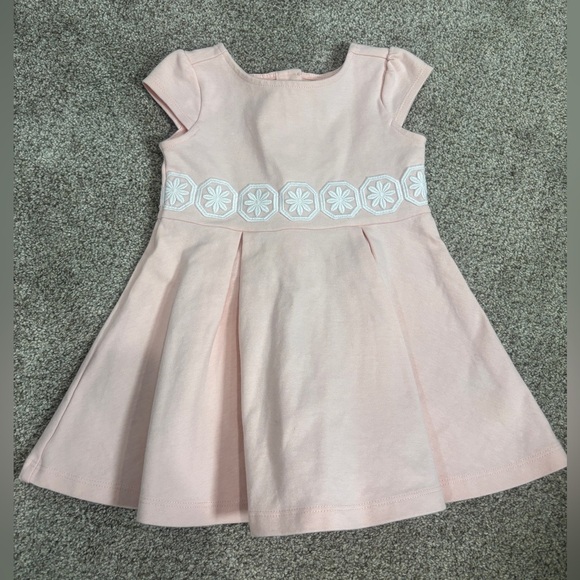 Janie & Jack Blush Pink Spring Easter dress short sleeve white lace 12-18 months - Picture 1 of 7